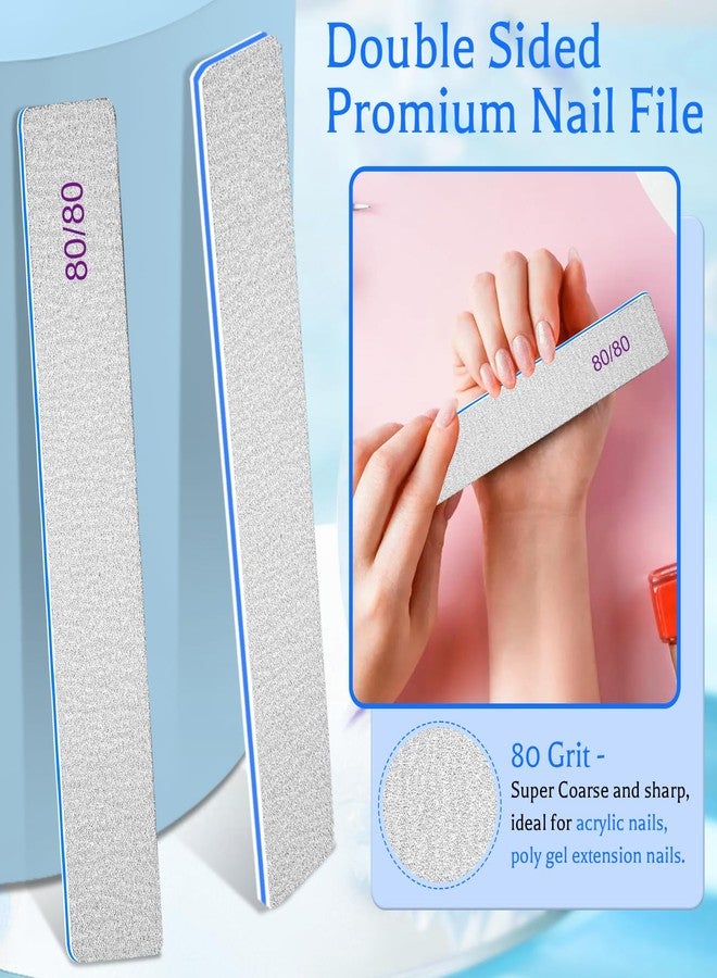 BLESWIN Nail Files 80/80, 25Count 80 Grit Acrylic Nail Files for Artificial Nails, Reusable Double Sided Buffering Files Emery Board for Nails Jumbo Zebra Nail File - Image 2